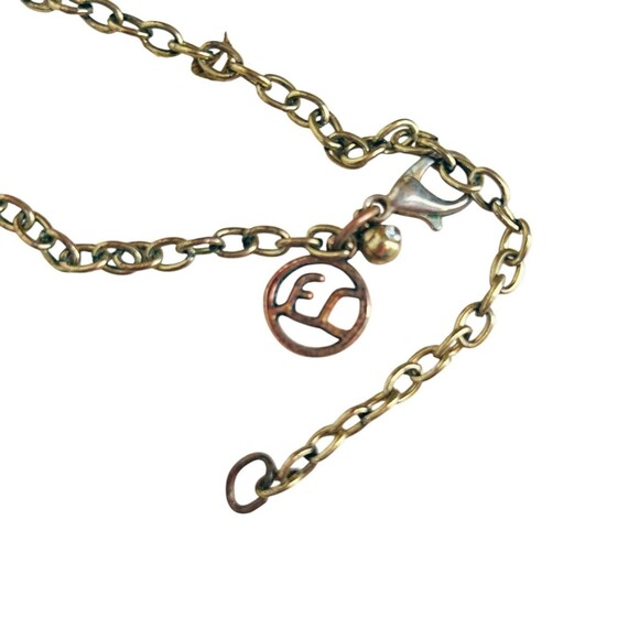 Erica Lyons Colorful Beaded Necklace Gold Green Beige Amber Tassel 28 In Long - Picture 5 of 5